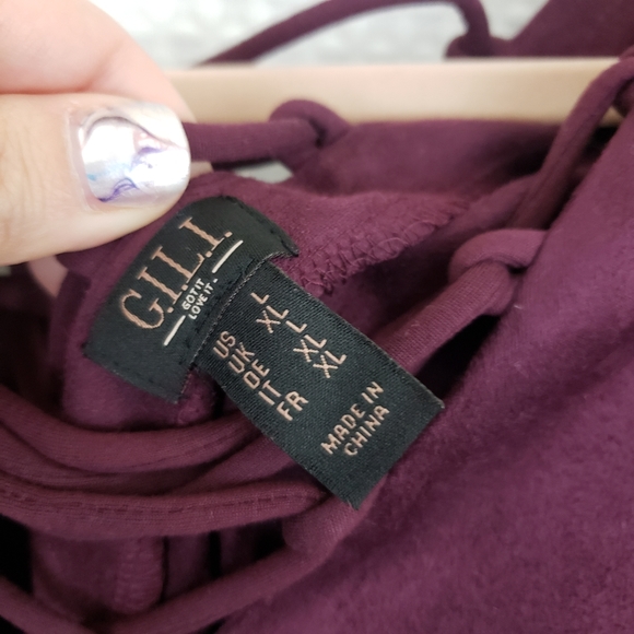 Gili Midi Dress Faux Suede Lace Up Neck Dress Wine Plum size Large Boho Retro - Picture 4 of 9